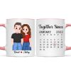 Cute Illustration Couple Calendar Anniversary Date Gift For Him For Her Personalized Mug