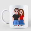 Cute Illustration Couple Calendar Anniversary Date Gift For Him For Her Personalized Mug