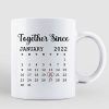 Cute Illustration Couple Calendar Anniversary Date Gift For Him For Her Personalized Mug