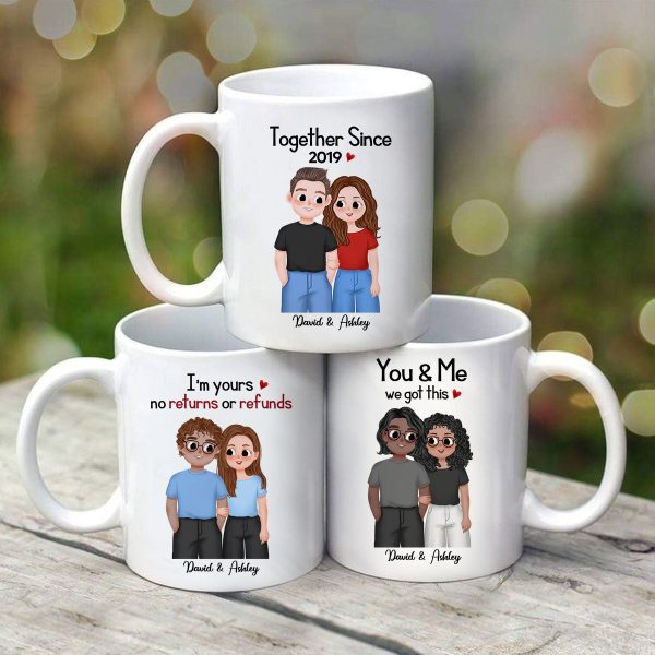 Cute Illustration Couple Together Since Gift For Him For Her Personalized Mug Cute Illustration Couple Together Since Gift For Him For Her Personalized Mug