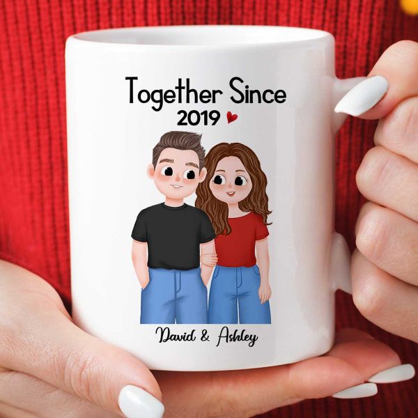 Cute Illustration Couple Together Since Gift For Him For Her Personalized Mug Cute Illustration Couple Together Since Gift For Him For Her Personalized Mug