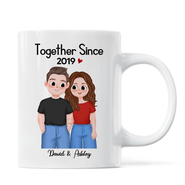 Cute Illustration Couple Together Since Gift For Him For Her Personalized Mug Cute Illustration Couple Together Since Gift For Him For Her Personalized Mug