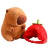 Cute Kawaii Capybara Plush Toy with Turtle Bag - Fluffy Strawberry Cap Gift