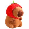Cute Kawaii Capybara Plush Toy with Turtle Bag - Fluffy Strawberry Cap Gift