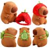 Cute Kawaii Capybara Plush Toy with Turtle Bag - Fluffy Strawberry Cap Gift