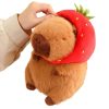 Cute Kawaii Capybara Plush Toy with Turtle Bag - Fluffy Strawberry Cap Gift