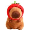 Cute Kawaii Capybara Plush Toy with Turtle Bag - Fluffy Strawberry Cap Gift
