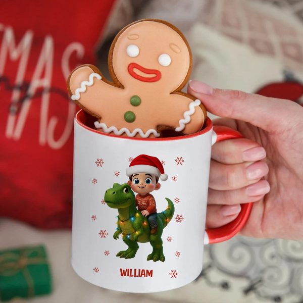 Cute Kid With Dinosaur Christmas Personalized Mug Cute Kid With Dinosaur Christmas Personalized Mug