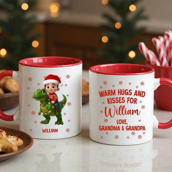 Cute Kid With Dinosaur Christmas Personalized Mug Cute Kid With Dinosaur Christmas Personalized Mug