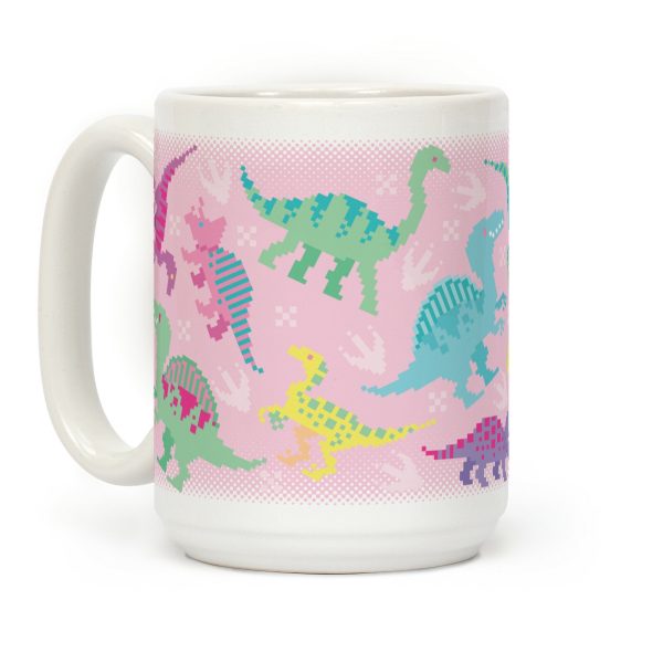 Cute Pastel Pixel Dinosaurs Coffee Mug Cute Pastel Pixel Dinosaurs Coffee Mug