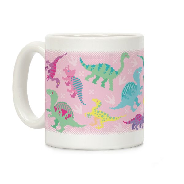 Cute Pastel Pixel Dinosaurs Coffee Mug Cute Pastel Pixel Dinosaurs Coffee Mug