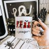 Cute Red Devils and Cats Personalized Mug, Vintage Halloween Gift with Custom Name Cute Red Devils and Cats Personalized Mug, Vintage Halloween Gift with Custom Name