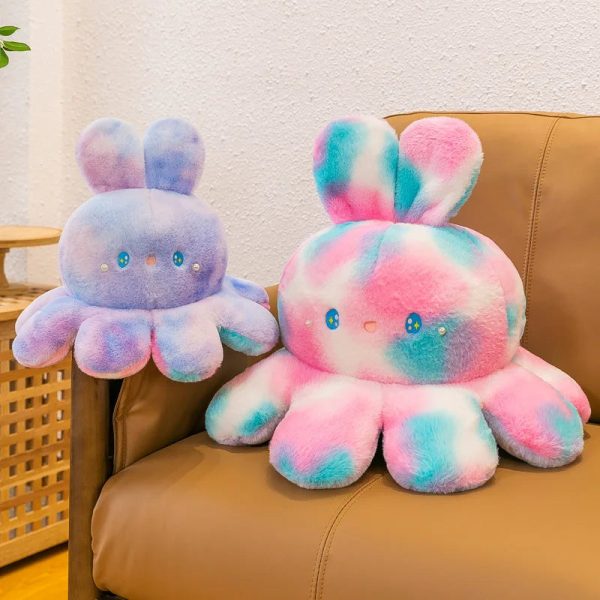 Cute Reversible Octopus Rabbit Plush Doll - Kawaii Huggy Pillow Toy