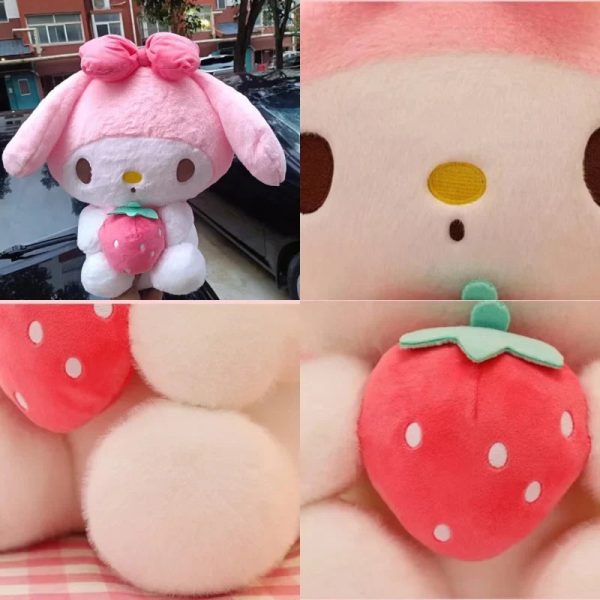Cute Sanrio Kuromi & My Melody Plush Dolls - Adorable Strawberry Pillows!