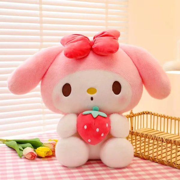 Cute Sanrio Kuromi & My Melody Plush Dolls - Adorable Strawberry Pillows!