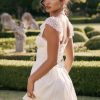 Cute Scalloped Cap Sleeve Square Neck Fitted Flare Mini Summer Sundress - White Cute Scalloped Cap Sleeve Square Neck Fitted Flare Mini Summer Sundress - White