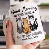 Cute Sitting Cats Good Morning Human Personalized Mug
