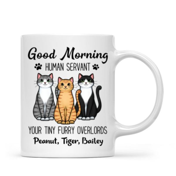 Cute Sitting Cats Good Morning Human Personalized Mug