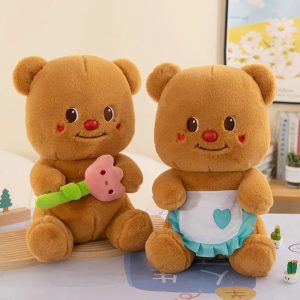Cute & Soft Cartoon Teddy Bear Plush Toy with Flowers - Perfect Gift!