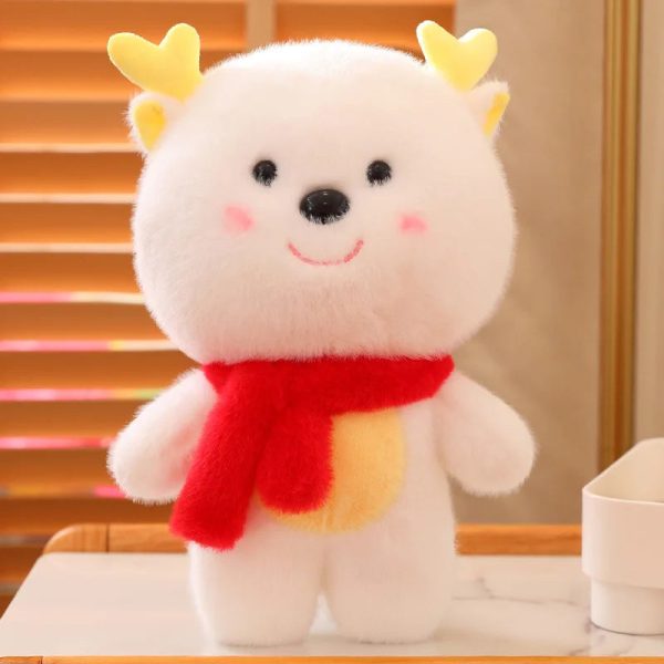 Cute White Dragon Plush Toy with Scarf - Perfect New Year Gift!