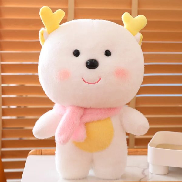 Cute White Dragon Plush Toy with Scarf - Perfect New Year Gift!