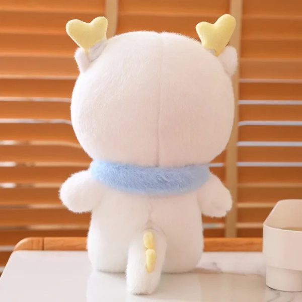 Cute White Dragon Plush Toy with Scarf - Perfect New Year Gift!