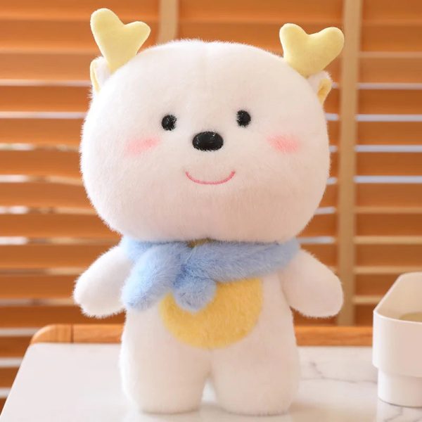 Cute White Dragon Plush Toy with Scarf - Perfect New Year Gift!
