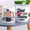 Dad All Day Daddy All Night, Personalized Couple White Mug