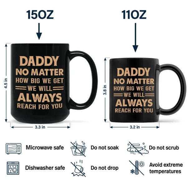 Dad And Kids Footsteps No Matter How Big We Get - Personalized Black Mug Dad And Kids Footsteps No Matter How Big We Get - Personalized Black Mug