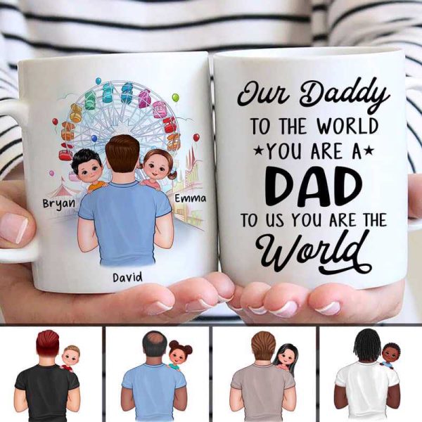Dad Carrying Doll Kids On Shoulder In The Amusement Park Father's Day Gift For Daddy Personalized Mug Dad Carrying Doll Kids On Shoulder In The Amusement Park Father's Day Gift For Daddy Personalized Mug