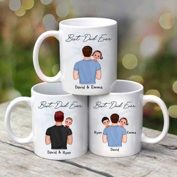 Dad Carrying Kids On Shoulder Personalized Mug, Father's Day Gift For Dad, Husband Dad Carrying Kids On Shoulder Personalized Mug, Father's Day Gift For Dad, Husband