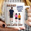 Dad Daughter Son Walking Back View Personalized Mug