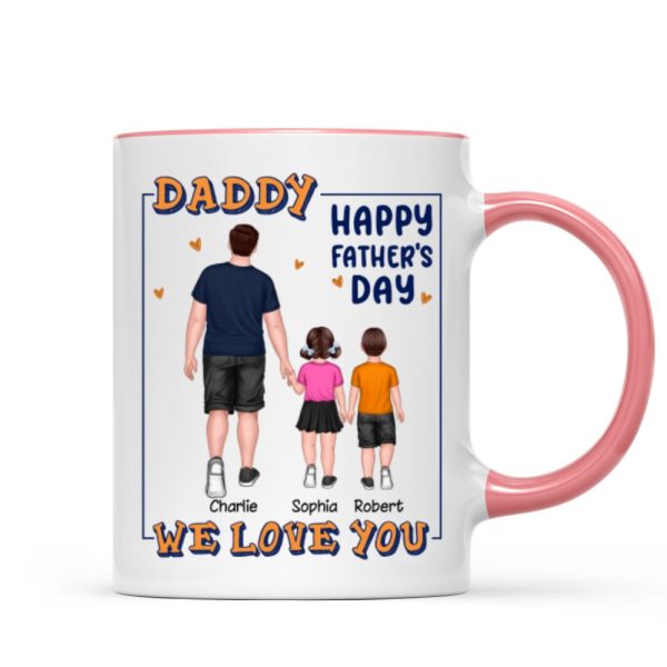 Dad Daughter Son Walking Back View Personalized Mug