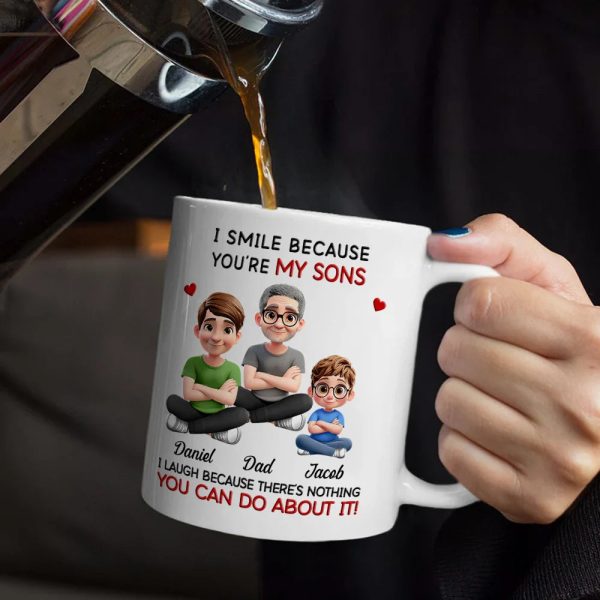 Dad Grandpa I Smile Because You Are My Daughters Sons Grandkids - Personalized Mug Dad Grandpa I Smile Because You Are My Daughters Sons Grandkids - Personalized Mug