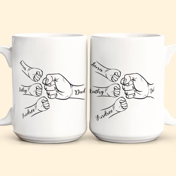 Dad Hand Bumps Custom Kids' Names - Personalized Mug