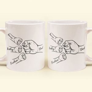 Dad Hand Bumps Custom Kids' Names - Personalized Mug