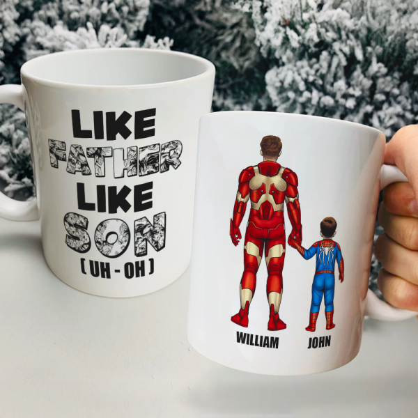 Dad Kid Like Father Like Kids, Personalized White Mug, Gift For Dad