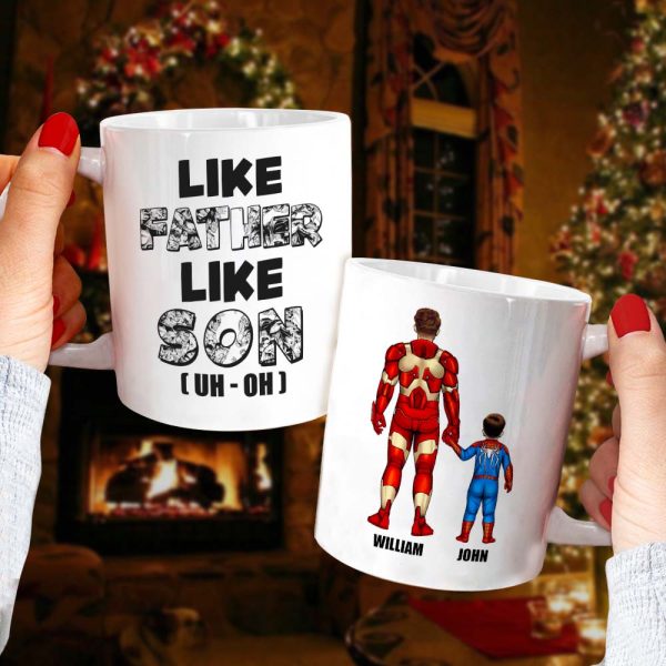 Dad Kid Like Father Like Kids, Personalized White Mug, Gift For Dad