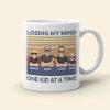 Dad Losing My Mind One Kid At A Time, Personalized White Mug, Funny Dad Gifts