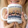 Dad Losing My Mind One Kid At A Time, Personalized White Mug, Funny Dad Gifts