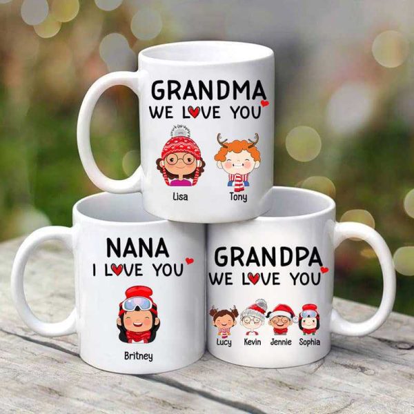 Dad Mom Grandparents We Love You Cute Kids Personalized Mug