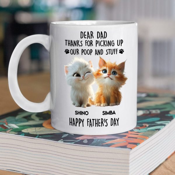 Dad Mom Thanks For Picking Up My Poop And Stuff Personalized White Mug Gift For Cat Lovers CH07 895240