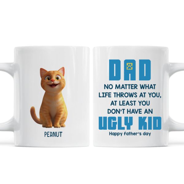 Dad No Matter What Life Throws At You, Funny Cartoon Cats Personalized Mug, Father's Day Gift for Cat Dads
