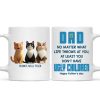 Dad No Matter What Life Throws At You, Funny Cartoon Cats Personalized Mug, Father's Day Gift for Cat Dads