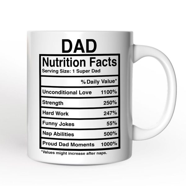 Dad Nutrition Facts Personalized Mug, Birthday Gift with Custom Name Dad Nutrition Facts Personalized Mug, Birthday Gift with Custom Name