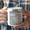 Dad Nutrition Facts Personalized Mug, Birthday Gift with Custom Name Dad Nutrition Facts Personalized Mug, Birthday Gift with Custom Name