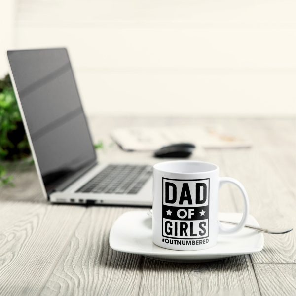 Dad Of Girls #Outnumbered - Personalized Mug - Christmas Birthday Gift For Dad - From Son, Daughter