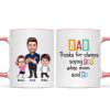 Dad Thanks For Always Saying Yes Caricature Style Personalized Mug