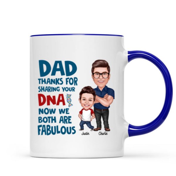 Dad Thanks For Sharing Your DNA Personalized Mug, Father's Day Gift From Son, Daughter
