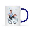 Dad We Love You Cartoon Dad & Doll Kids Sitting On Word Personalized Mug
